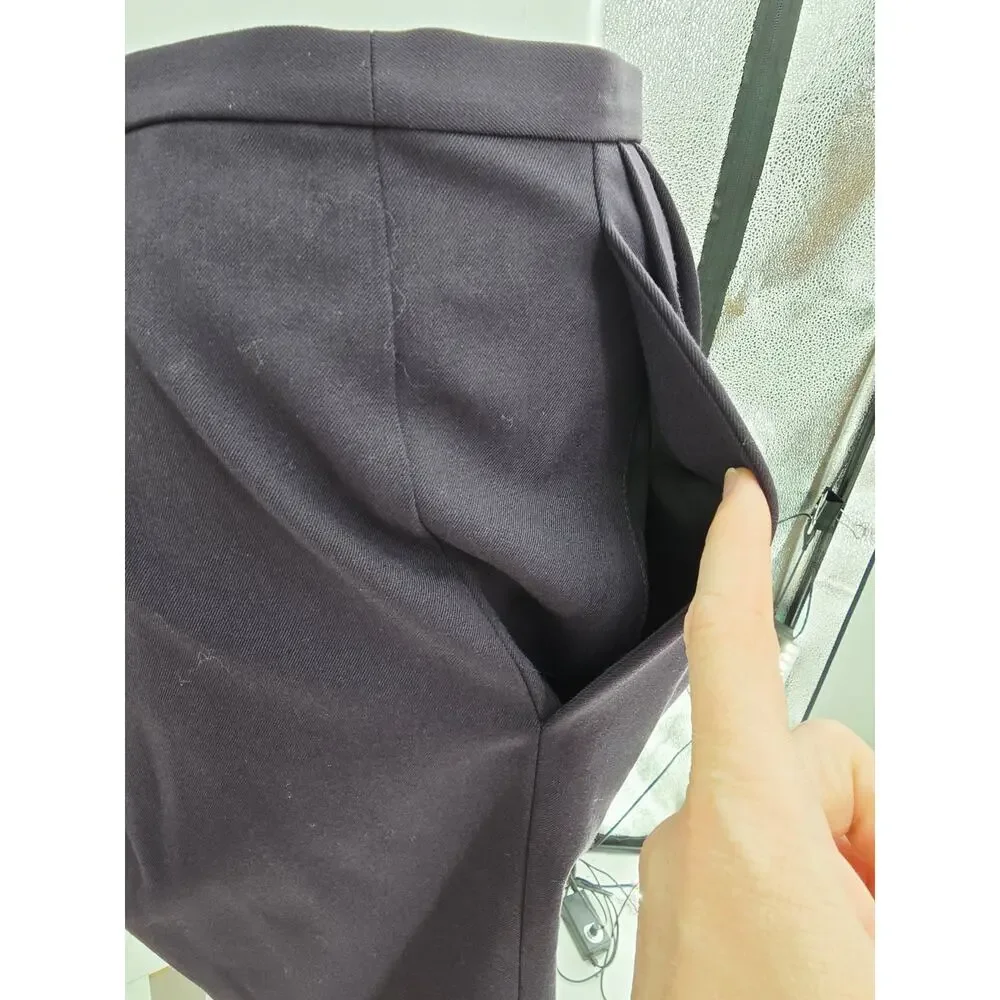 Theory Project Wrap Wool Twill Mini Skirt 6 Dark Purple New